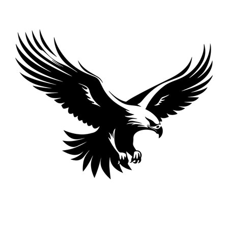 Soaring Eagle silhouette vector illustration. Soaring Eagle silhouette, Icon and Sign.のイラスト素材