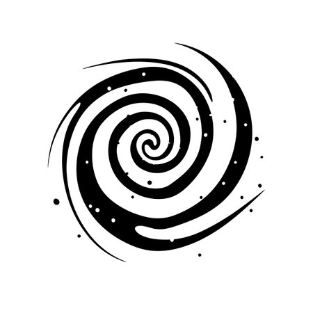 Spiral Galaxy silhouette vector illustration. Spiral Galaxy silhouette, Icon and Sign.のイラスト素材