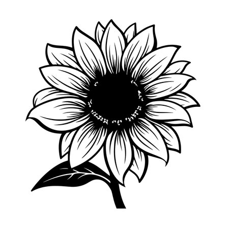 Sunflower silhouette vector illustration. Sunflower silhouette, Icon and Sign.のイラスト素材