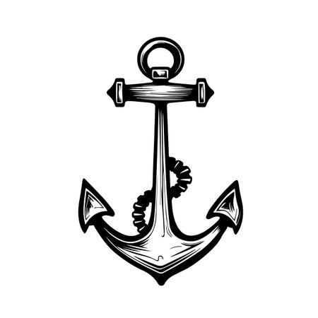Trusty Anchor silhouette vector illustration. Trusty Anchor silhouette, Icon and Sign.のイラスト素材