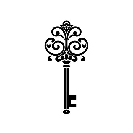 Vintage Key silhouette vector illustration. Vintage Key silhouette, Icon and Sign.のイラスト素材