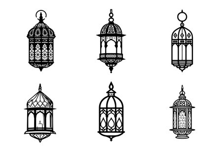 Set of Eid lantern vector illustration. Eid lantern Icon and Sign.のイラスト素材