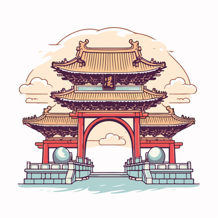 Vector illustration of lunar oriental rabbits.のイラスト素材
