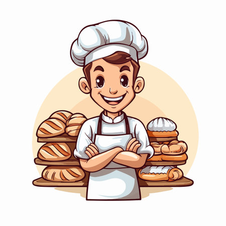Vector illustration of bread characters.のイラスト素材