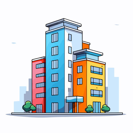 Vector icon set illustration featuring municipal buildings.のイラスト素材