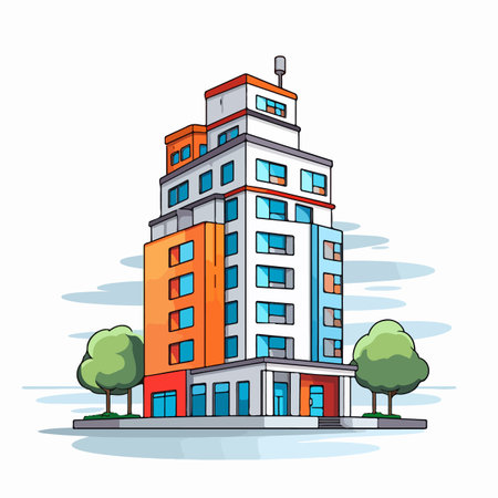 Vector icon set illustration featuring municipal buildings.のイラスト素材