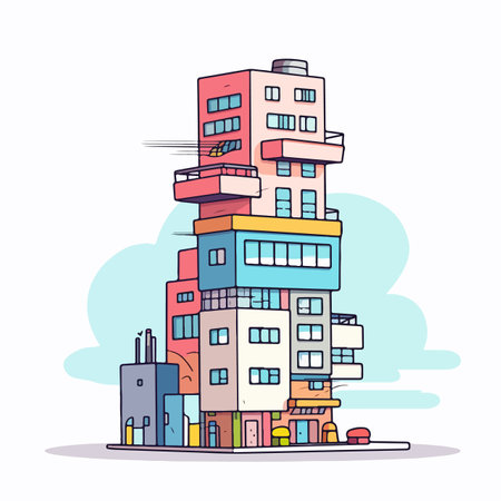Vector icon set illustration featuring municipal buildings.のイラスト素材