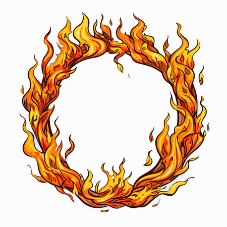 Vector illustration of fire borders on white.のイラスト素材