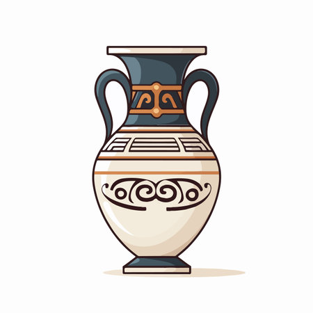 Vector illustration of vintage Greek vases in black silhouette.のイラスト素材