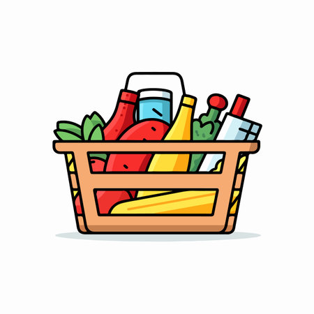 Vector illustration of a grocery food basket.のイラスト素材