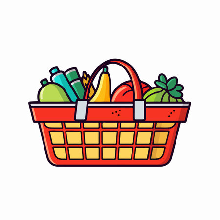 Vector illustration of a grocery food basket.のイラスト素材