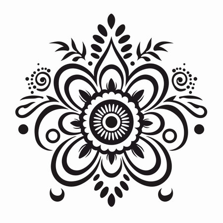 Vector illustration of henna tattoo doodle elements.のイラスト素材