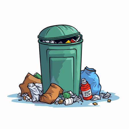 Vector illustration of a big collection of trash and garbage.のイラスト素材