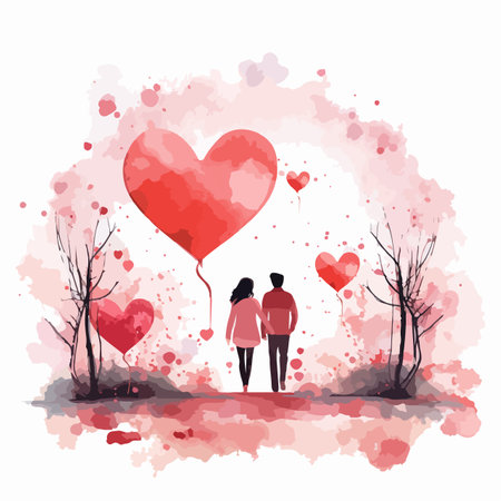 Watercolor vector illustration for Valentine's Day.のイラスト素材