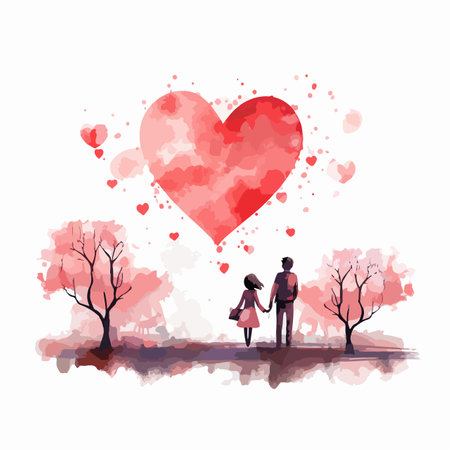 Watercolor vector illustration for Valentine's Day.のイラスト素材
