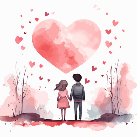 Watercolor vector illustration for Valentine's Day.のイラスト素材