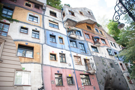 Hundertwasser house in Vienna Austriaの写真素材