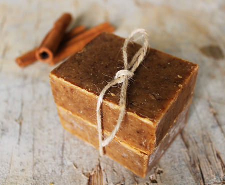 Homemade Cinnamon Natural Soapの写真素材
