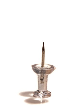 clear push tack on white backgroundの写真素材