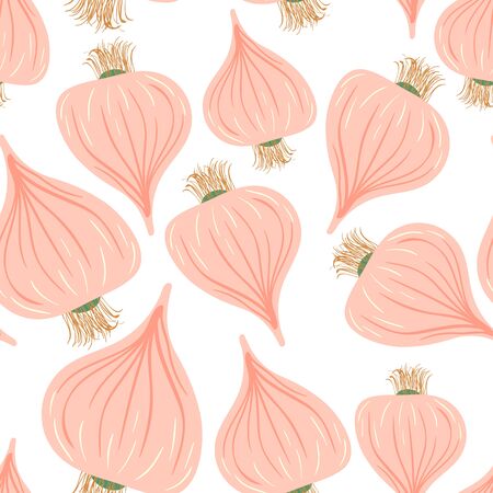 seamless pattern with hand drawn pink onion. creative designs for fabric, wrapping, wallpaper, textile, apparel. vector illustrationのイラスト素材