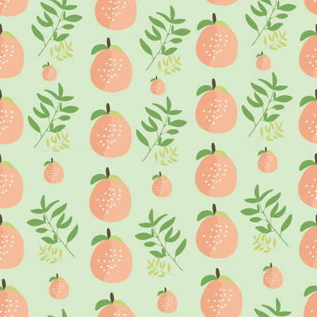 seamless pattern with hand drawn peach. creative designs for fabric, wrapping, wallpaper, textile, apparel. vector illustrationのイラスト素材