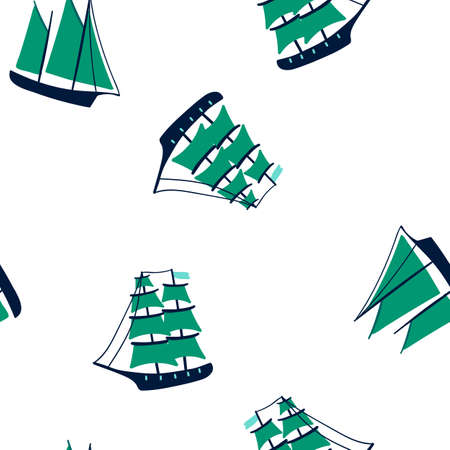 seamless childish pattern with hand drawn ships. creative nautical designs for fabric, wrapping, wallpaper, textile, apparel. vector illustrationのイラスト素材