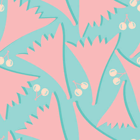 seamless floral pattern with hand drawn doodle cornflower. creative floral designs for fabric, wrapping, wallpaper, textile, apparel. vector illustrationの写真素材