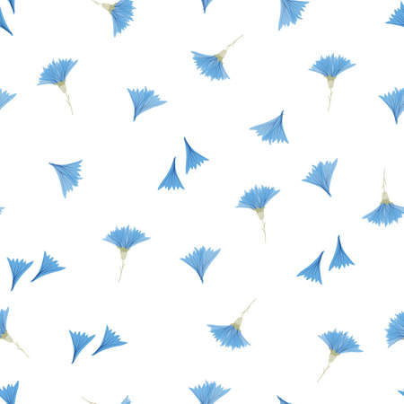 seamless floral pattern with hand drawn cornflower. creative floral designs for fabric, wrapping, wallpaper, textile, apparel. vector illustrationの写真素材