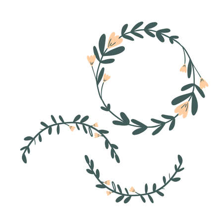 hand drawn decorative flowers frame. creative floral designs for fabric, wrapping, wallpaper, textile, apparel.のイラスト素材