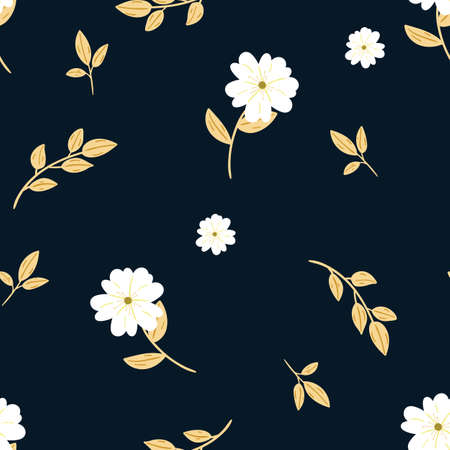 seamless floral pattern with hand drawn wildflowers. creative floral designs for fabric, wrapping, wallpaper, textile, apparel. vector illustrationのイラスト素材