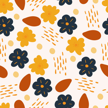 seamless floral pattern with hand drawn doodle flowers. creative floral designs for fabric,...