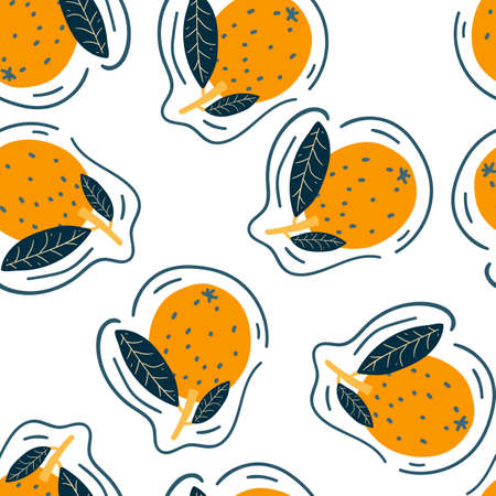 seamless pattern with hand drawn orange fruit. creative designs for fabric, wrapping, wallpaper, textile, apparel. vector illustrationのイラスト素材
