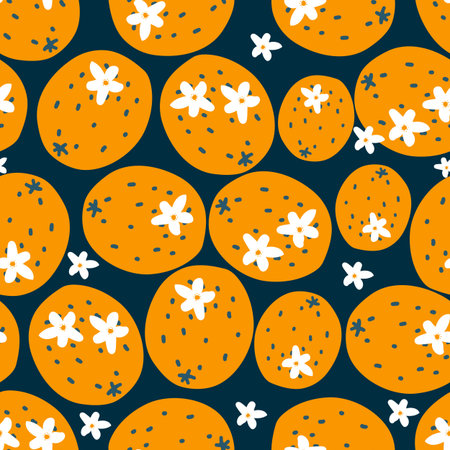 seamless pattern with hand drawn orange fruit. creative designs for fabric, wrapping, wallpaper,...