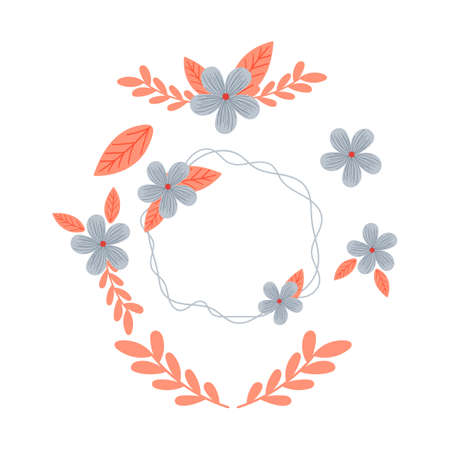 hand drawn doodle flowers vector illustration floral element. Perfect for postcard, card, invitation, textile, wallpaper, poster, stationary.のイラスト素材