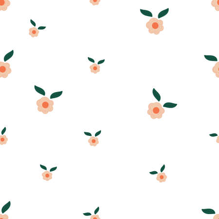 seamless floral pattern with hand drawn doodle flowers. Perfect for apparel,fabric, textile, nursery decoration,wrapping paper. Vector background Illustration.のイラスト素材