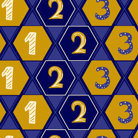 childish hand- drawn number pattern. Perfect for apparel,fabric, textile, nursery,...