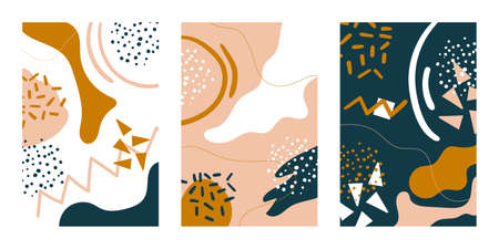 hand-drawn abstract modern vector illustration, Creative background in trendy style. Design templates or social media stories, posts, poster, invitation, postcard.のイラスト素材