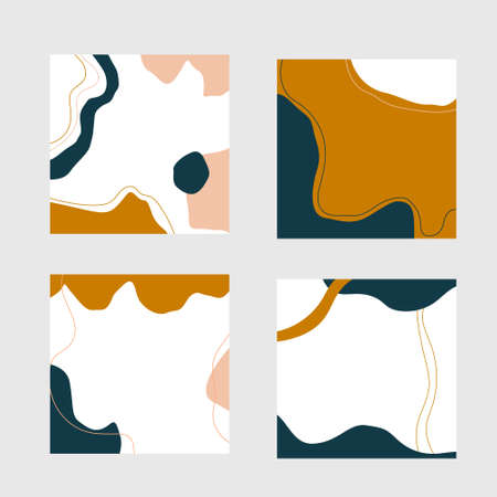 hand-drawn abstract modern square vector illustration, Creative background in trendy style. Design templates or social media stories and posts.のイラスト素材