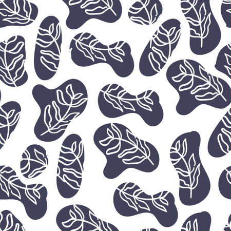 seamless floral pattern hand-drawn leaves doodle vector illustration. Good for textile, fabric, background, wallpaper, stationary, card, crapping paper.のイラスト素材