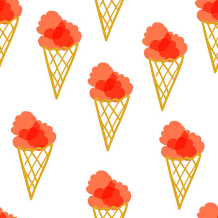 seamless childish pattern with hand-drawn ice cream vector illustration. Good for kids theme, paper, card, fabric, textile, stationary, wallpaper.のイラスト素材