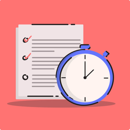 checklist and stopwatch vector illustration. time management illustration. creative flat design.のイラスト素材
