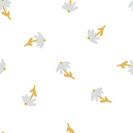 seamless floral pattern with hand-drawn daisy flowers vector illustration.のイラスト素材