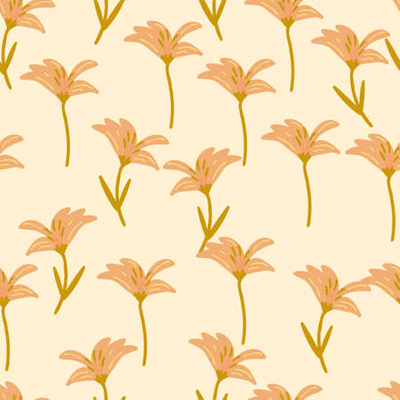 seamless floral pattern with lily flower vector illustration. Good for botanical theme, cover, wallpaper, card, stationary, fabric, textile.のイラスト素材