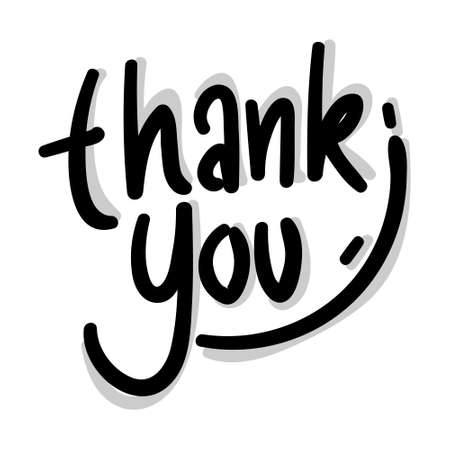thank you handwritten vector in black. Thank You sign. Hand drawn vector lettering.のイラスト素材