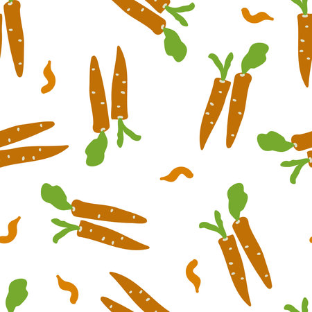 seamless pattern with hand-drawn carrot vector illustration. Good for textile, greeting card,...