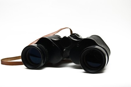 Old field-glass on whiteの写真素材