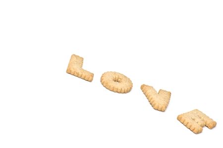 "Love" text from cookiesの写真素材