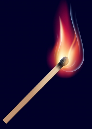 Burning match on black  Vector illustrationのイラスト素材