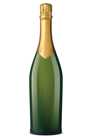 Champagne bottle with gold foil isolated on white. Vector illustrationのイラスト素材