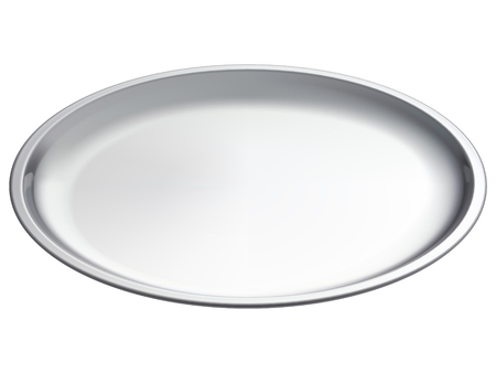 Silver empty tray, isolated. 3D illustrationのイラスト素材